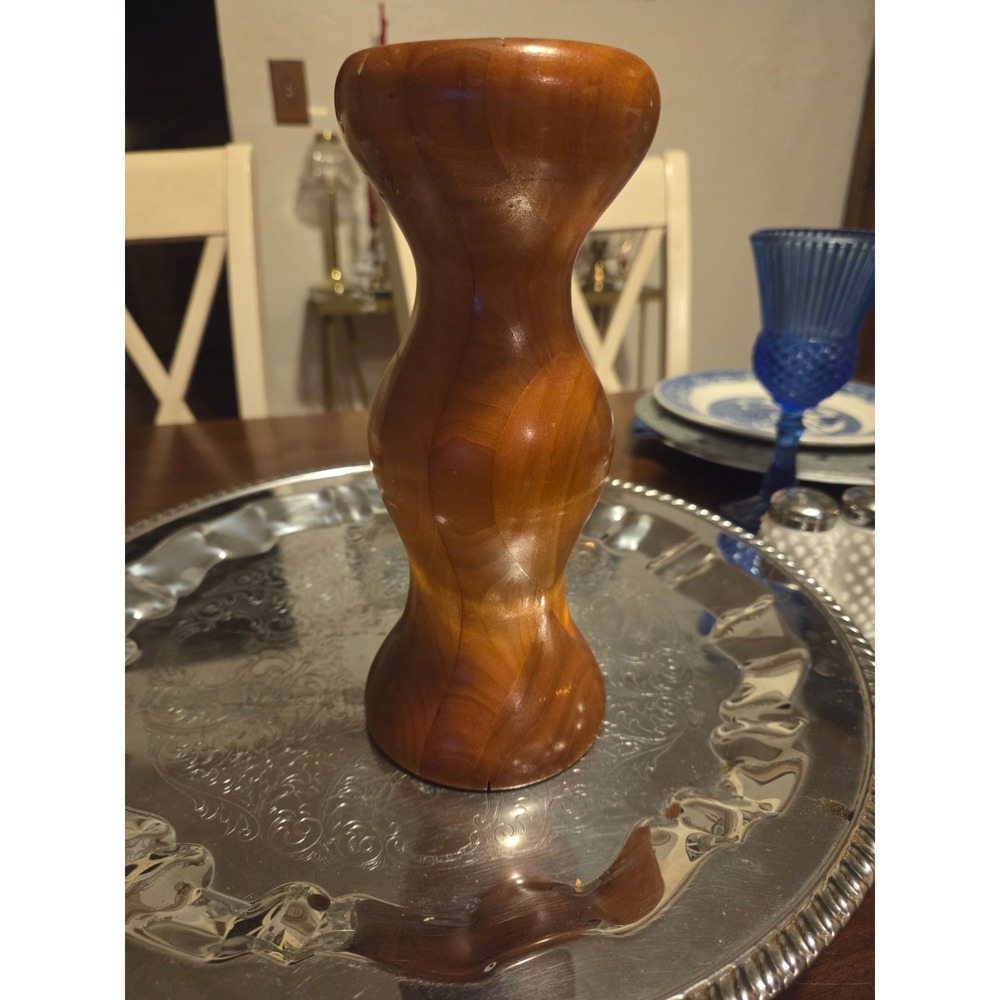 vintage Oregon myrtle wood candlestick, cottagecore, granny core, cabin